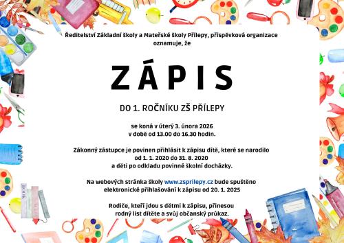 Digitální přihlašování zde na stránkách od 20. 1. 2026.